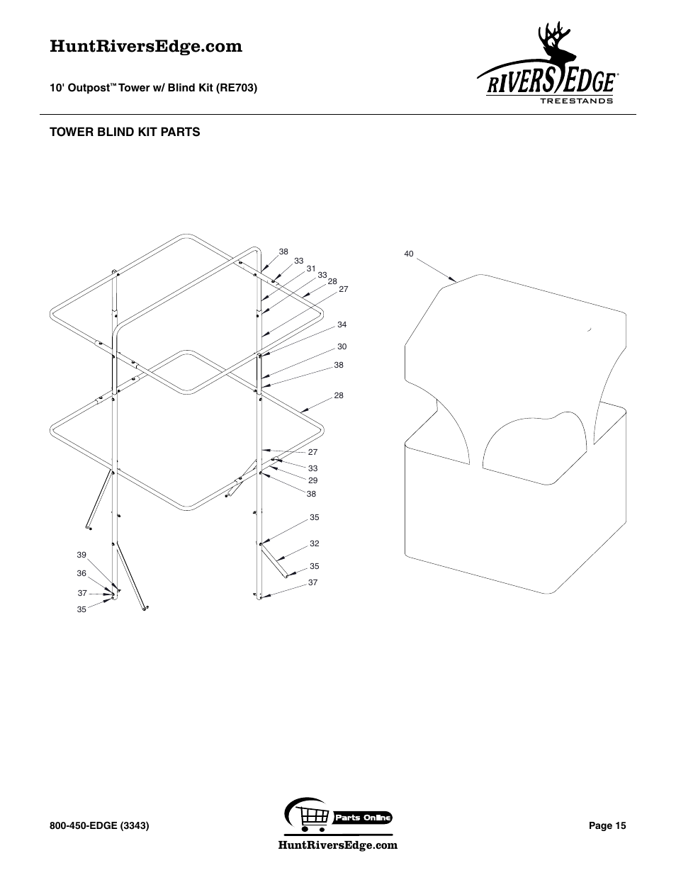 Tower blind kit parts | Rivers Edge RE703 Outpost User Manual | Page 15 / 20