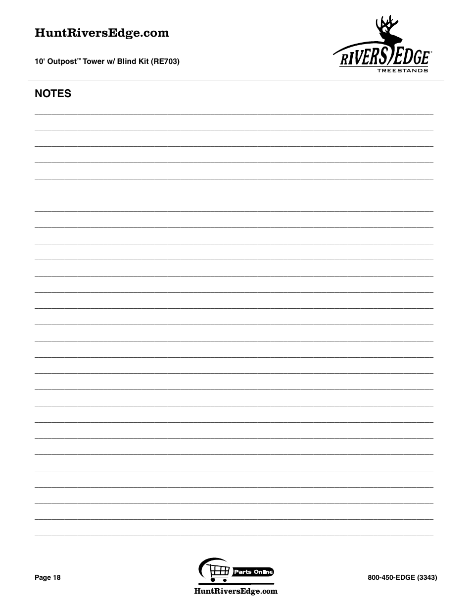 Rivers Edge RE703 Outpost User Manual | Page 18 / 20