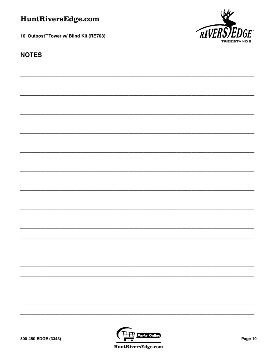 Rivers Edge RE703 Outpost User Manual | Page 19 / 20