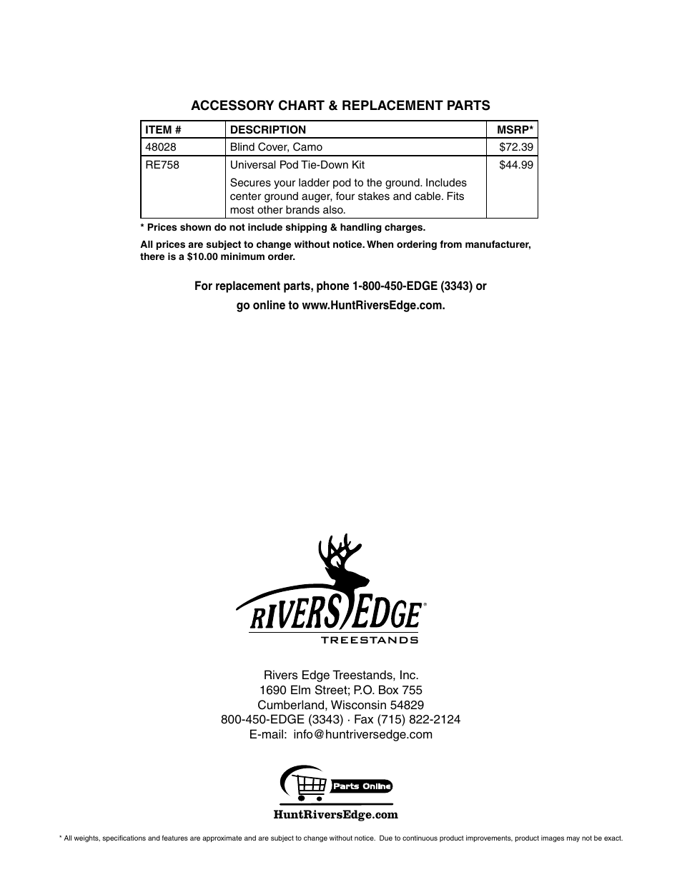 Rivers Edge RE703 Outpost User Manual | Page 20 / 20