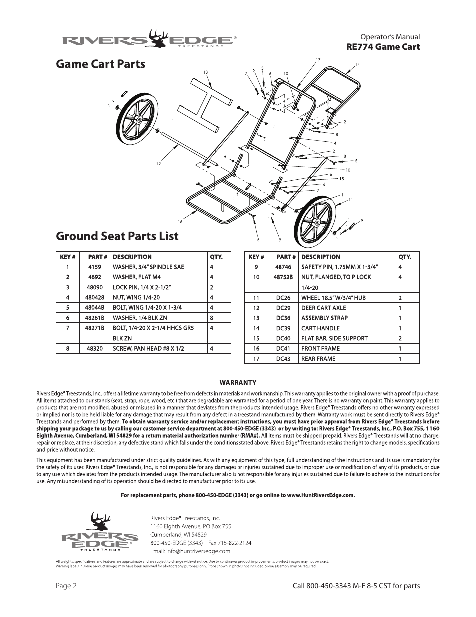 Re774 game cart | Rivers Edge RE774 SPORTSMAN’S CART User Manual | Page 2 / 2