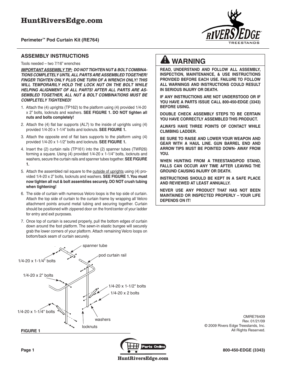 Rivers Edge RE764 Perimeter Pod Curtain User Manual | 4 pages