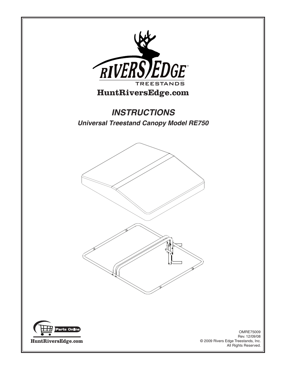 Rivers Edge RE750 Universal Treestand Canopy User Manual | 8 pages