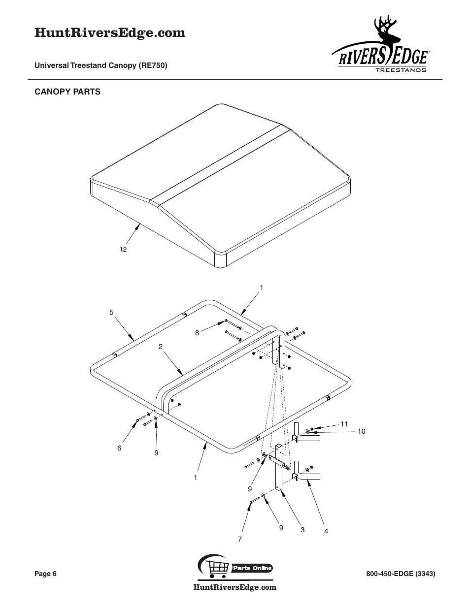 Rivers Edge RE750 Universal Treestand Canopy User Manual | Page 6 / 8