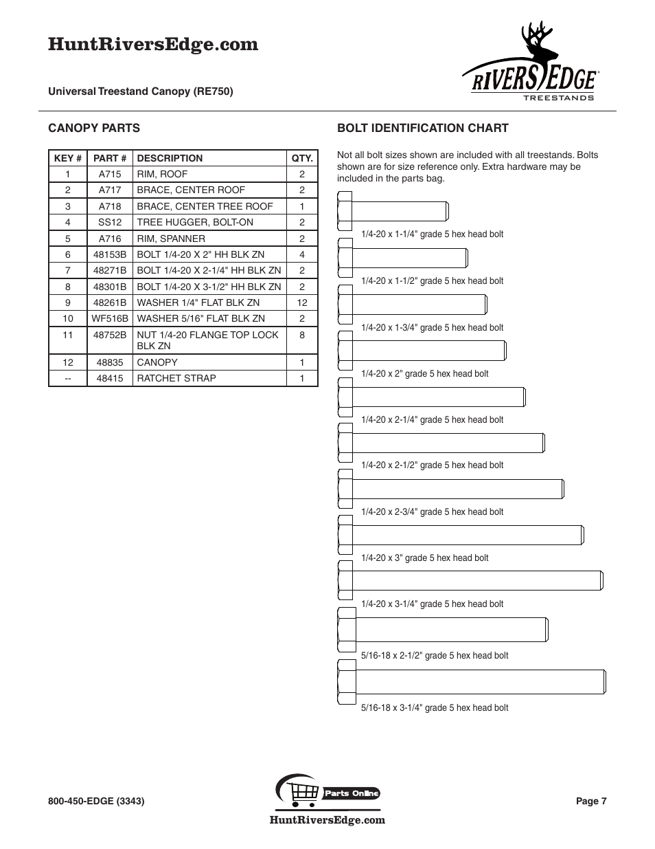 Rivers Edge RE750 Universal Treestand Canopy User Manual | Page 7 / 8