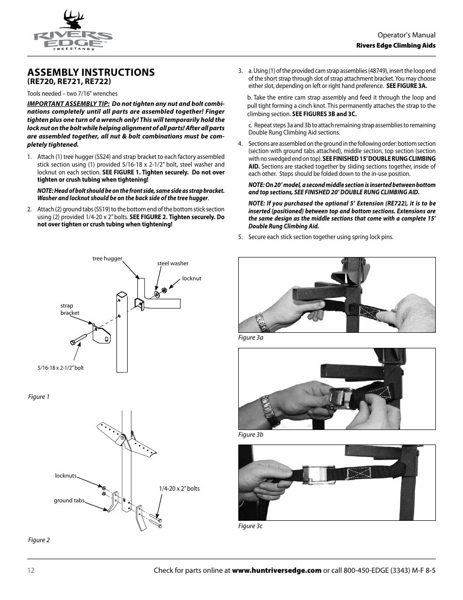 Assembly instructions | Rivers Edge RE722 5' EXT FOR DOUBLE RUNG CLIMBING AID User Manual | Page 12 / 20