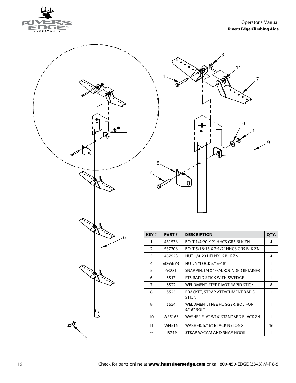 Rivers Edge RE722 5' EXT FOR DOUBLE RUNG CLIMBING AID User Manual | Page 16 / 20