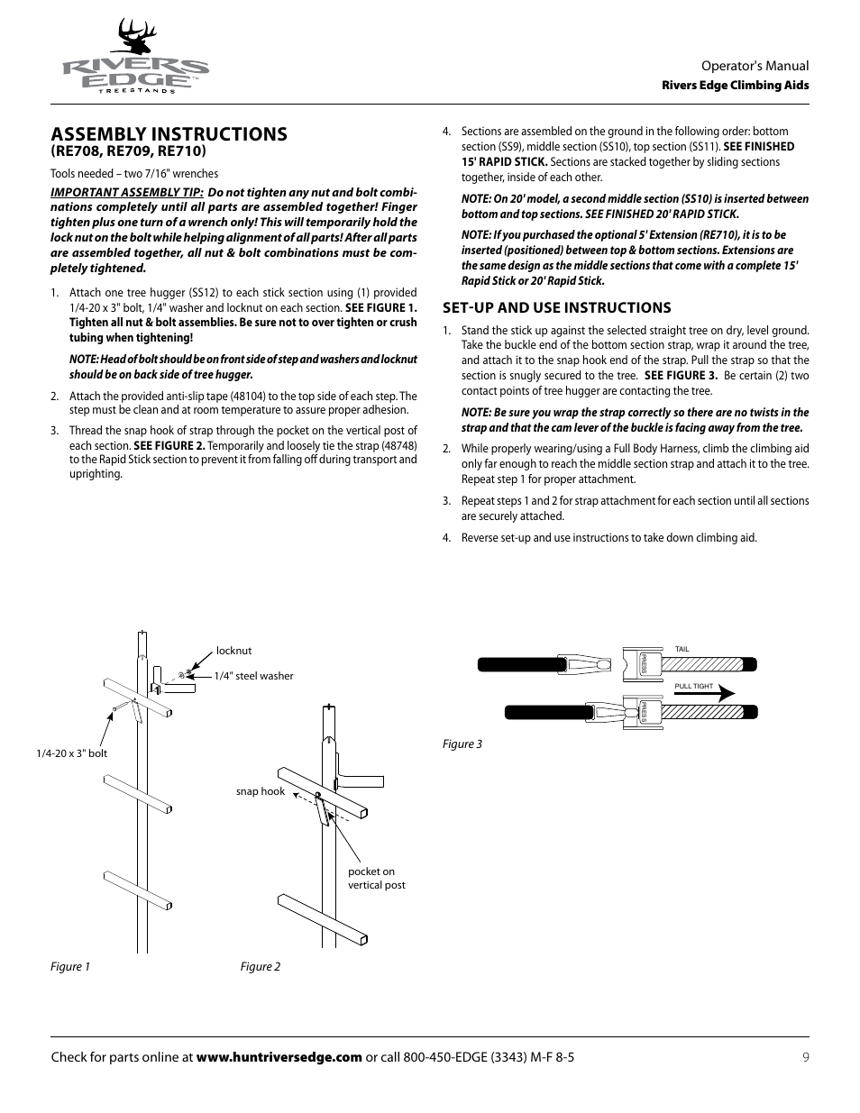 Assembly instructions | Rivers Edge RE722 5' EXT FOR DOUBLE RUNG CLIMBING AID User Manual | Page 9 / 20