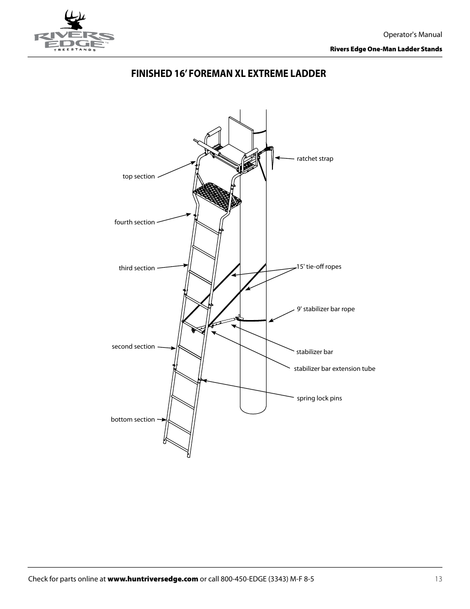 Finished 16’ foreman xl extreme ladder | Rivers Edge RE602 JOURNEYMAN User Manual | Page 13 / 48