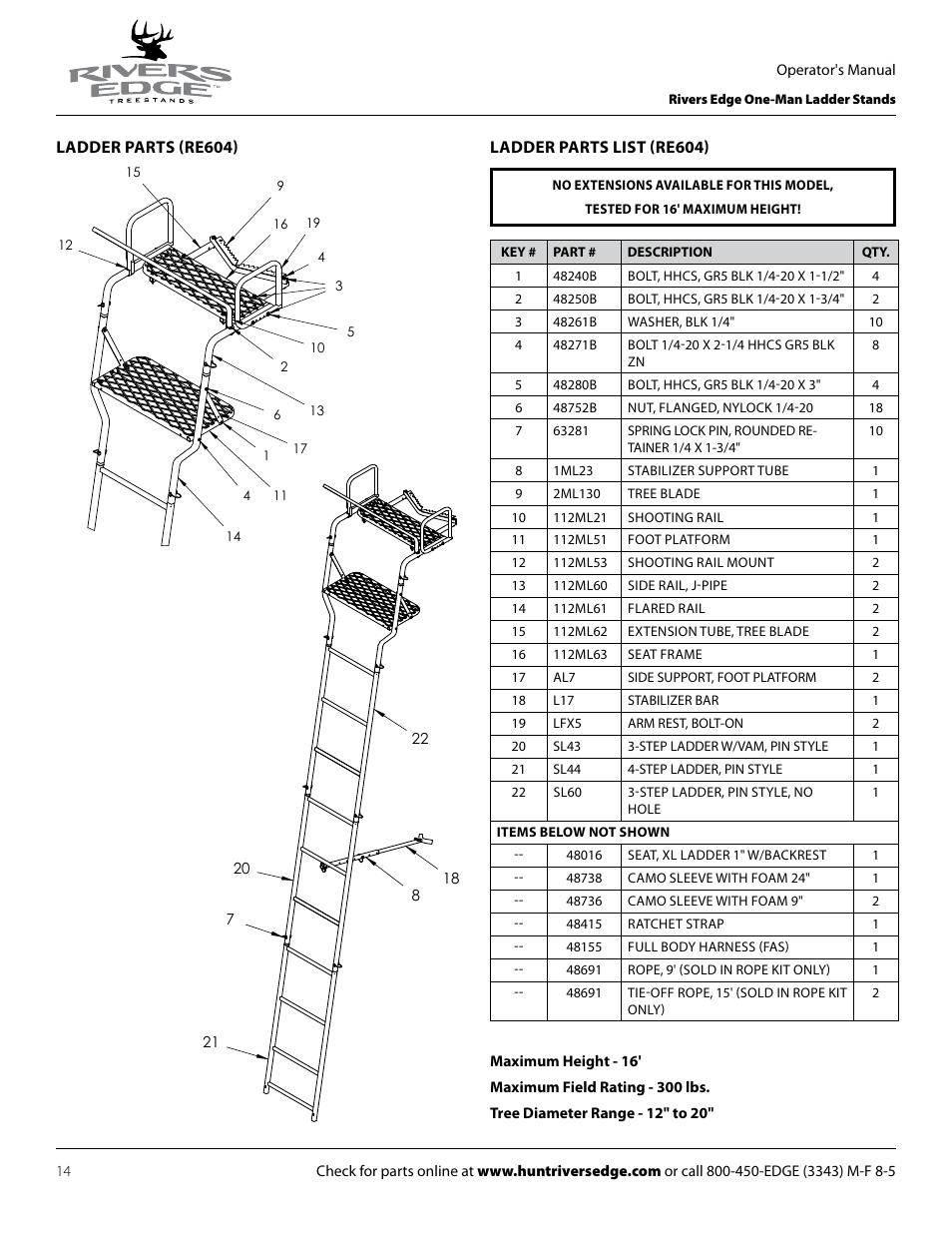 Rivers Edge RE602 JOURNEYMAN User Manual | Page 14 / 48