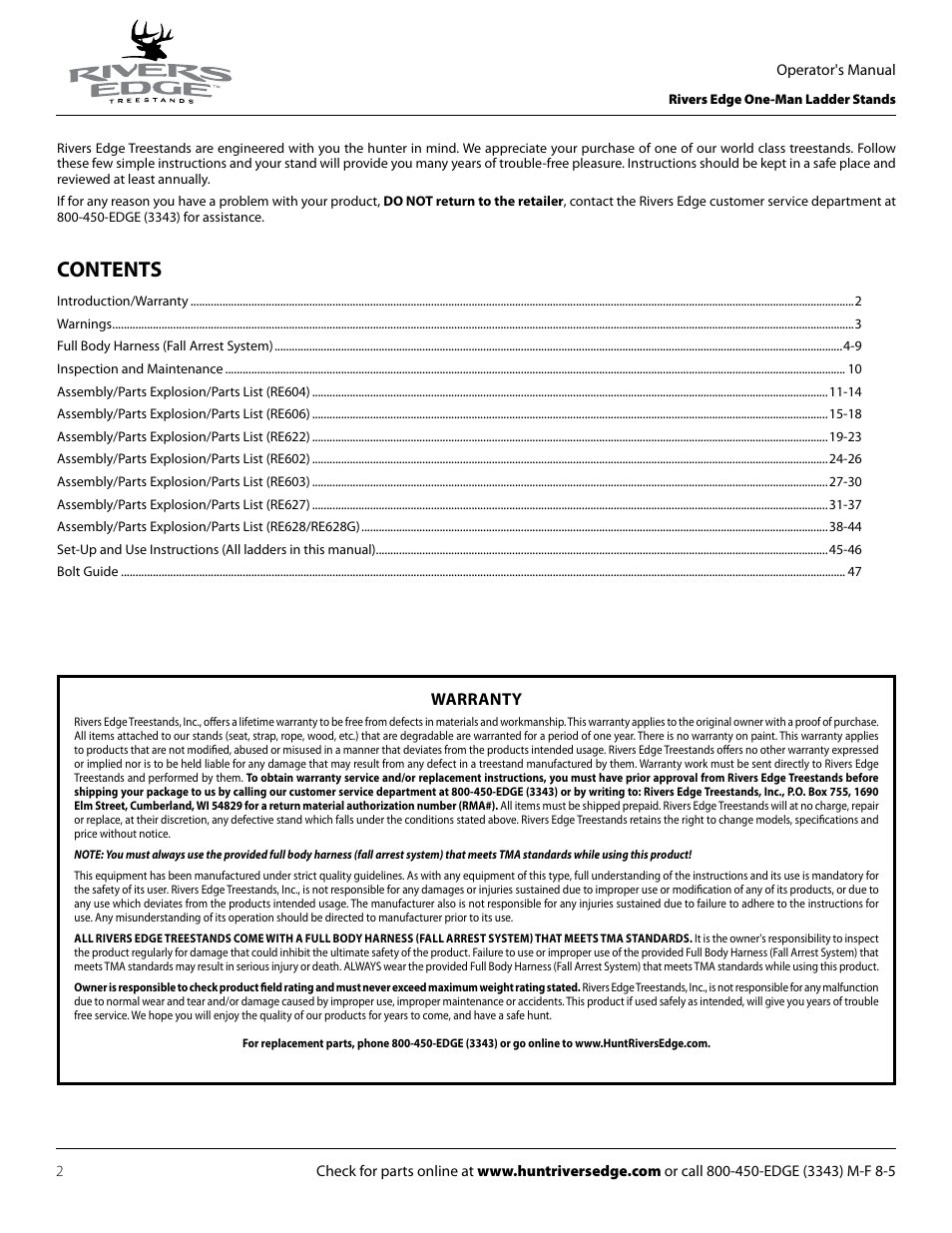 Rivers Edge RE602 JOURNEYMAN User Manual | Page 2 / 48