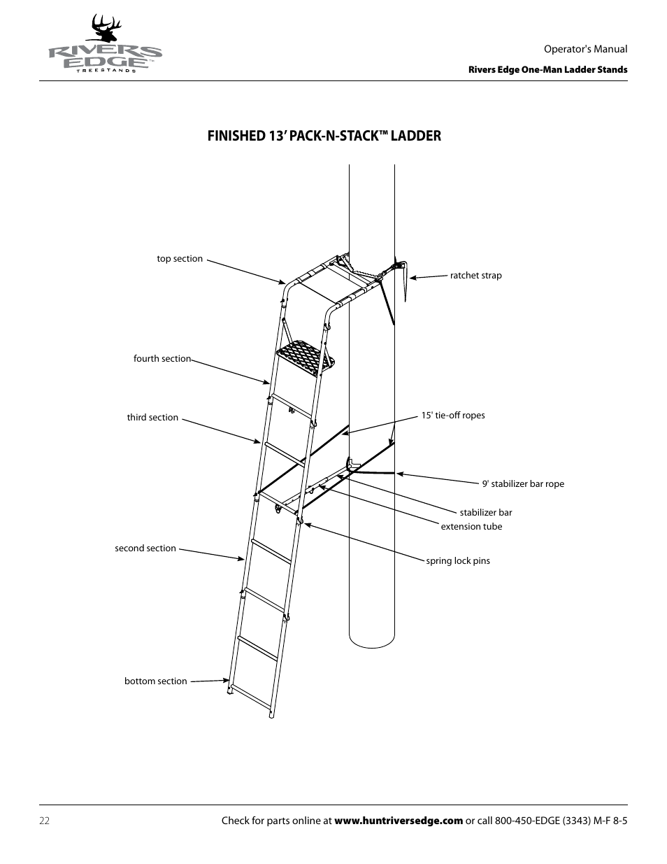 Finished 13’ pack-n-stack™ ladder | Rivers Edge RE602 JOURNEYMAN User Manual | Page 22 / 48