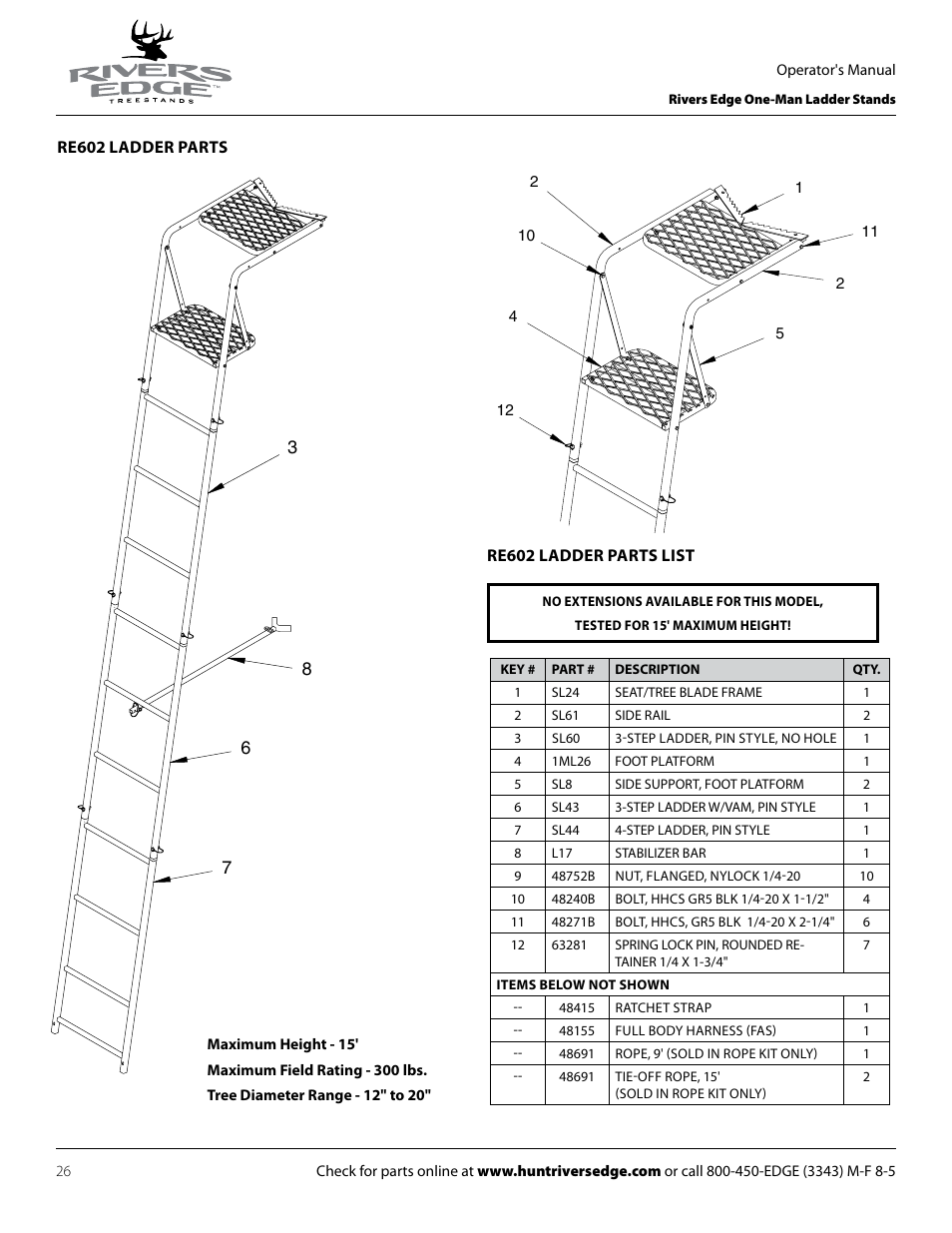 Rivers Edge RE602 JOURNEYMAN User Manual | Page 26 / 48
