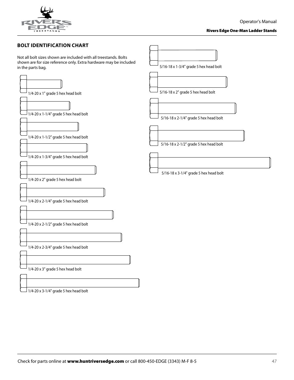 Rivers Edge RE602 JOURNEYMAN User Manual | Page 47 / 48