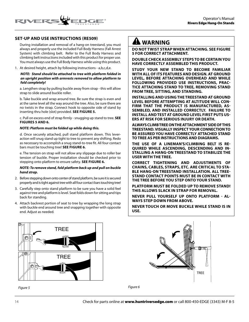 Warning, Tree | Rivers Edge RE509 Big Foot XLT User Manual | Page 14 / 20