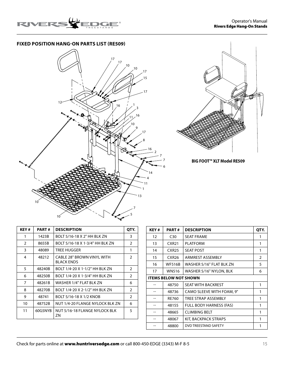 Rivers Edge RE509 Big Foot XLT User Manual | Page 15 / 20
