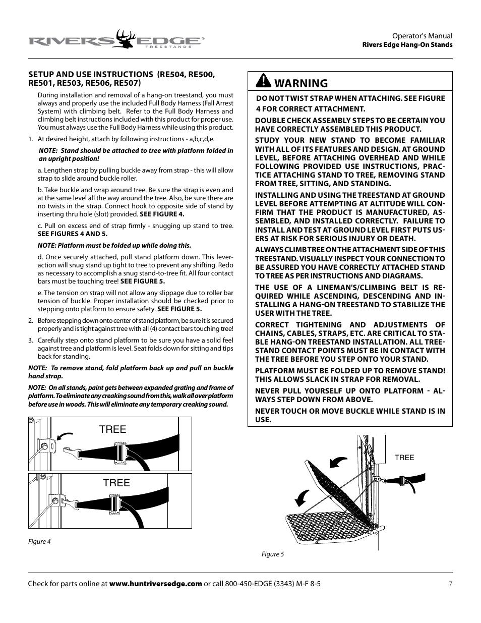 Warning, Tree | Rivers Edge RE509 Big Foot XLT User Manual | Page 7 / 20