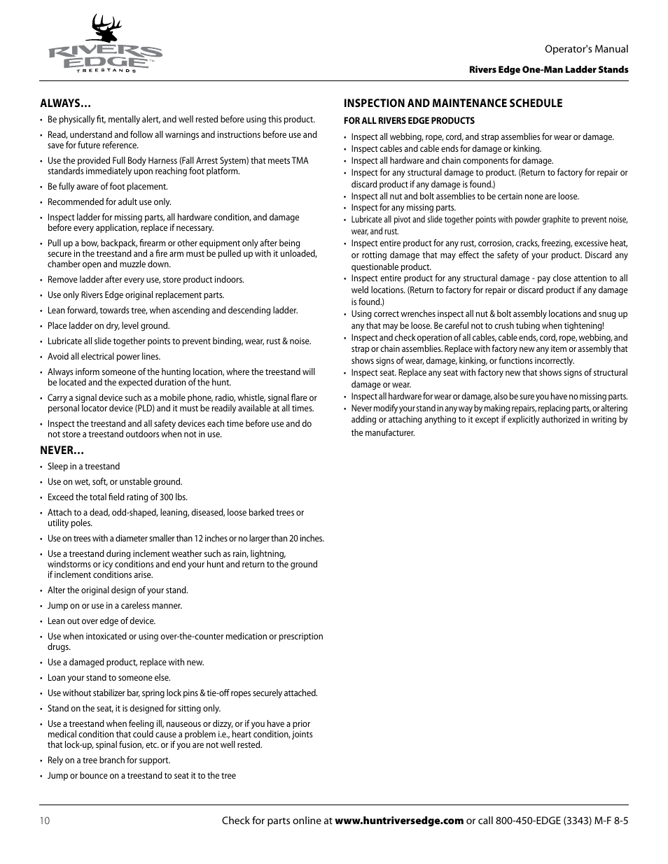 Rivers Edge RE619 LumberJack Extrme User Manual | Page 10 / 44