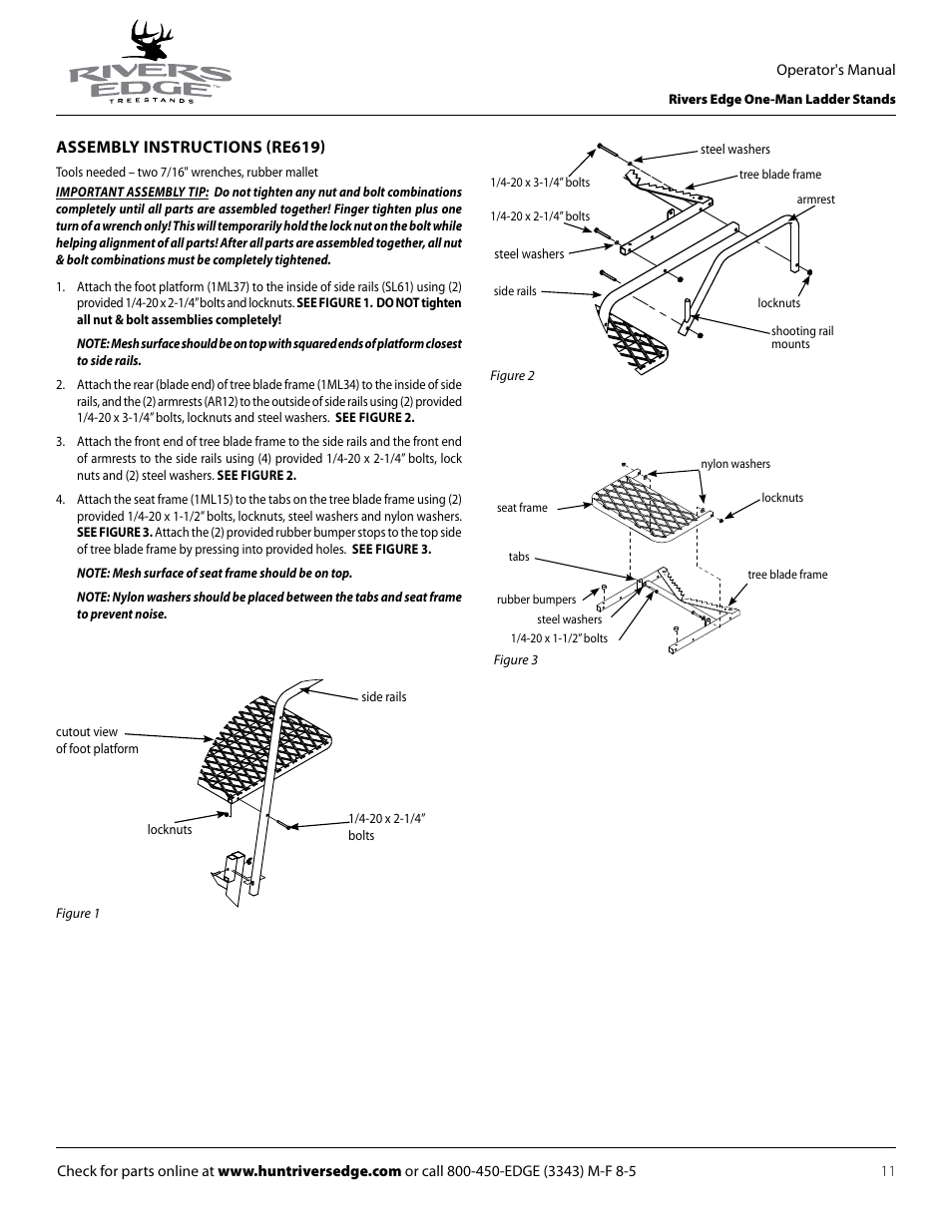 Rivers Edge RE619 LumberJack Extrme User Manual | Page 11 / 44