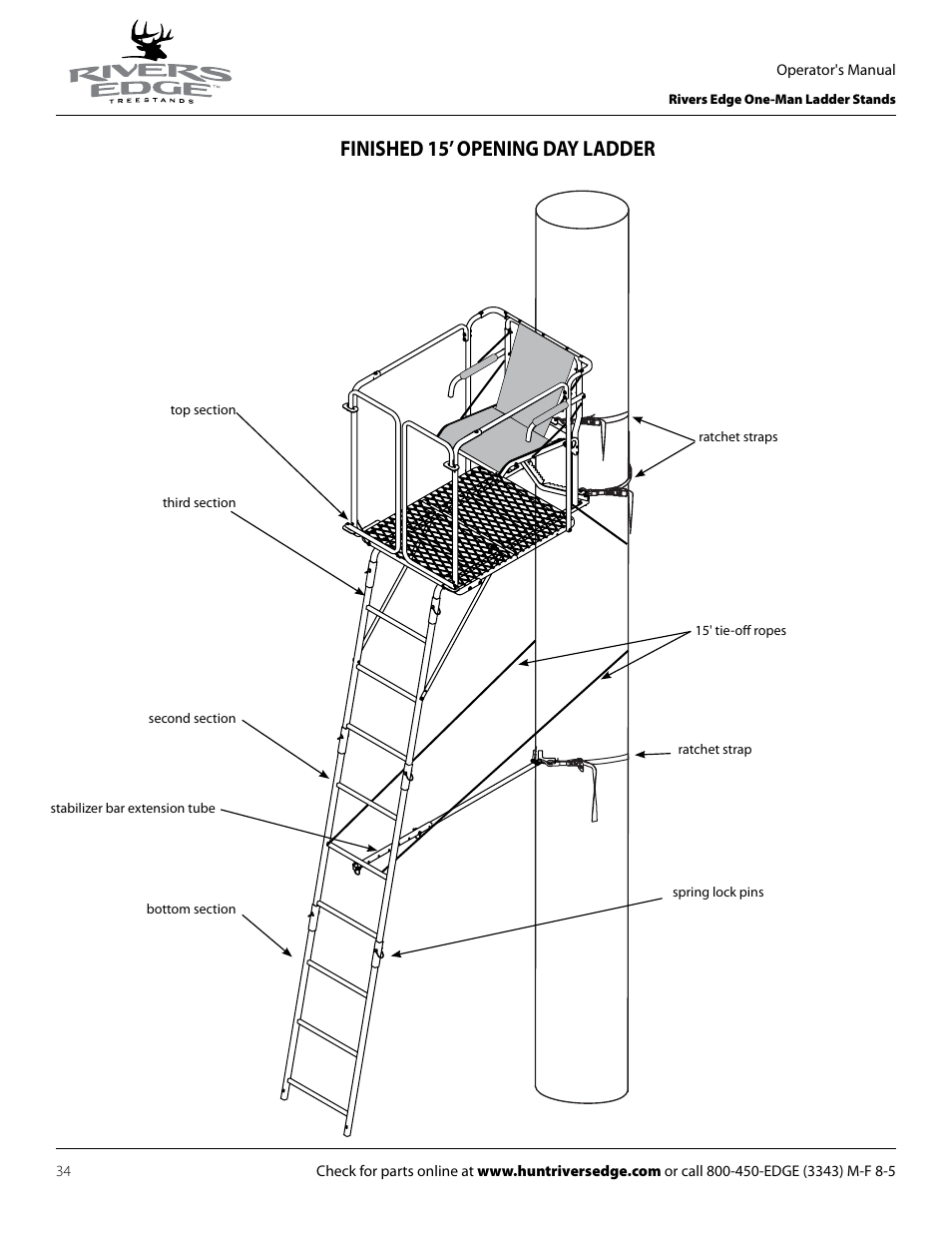 Finished 15’ opening day ladder | Rivers Edge RE619 LumberJack Extrme User Manual | Page 34 / 44