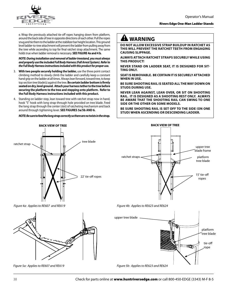 Warning | Rivers Edge RE619 LumberJack Extrme User Manual | Page 38 / 44