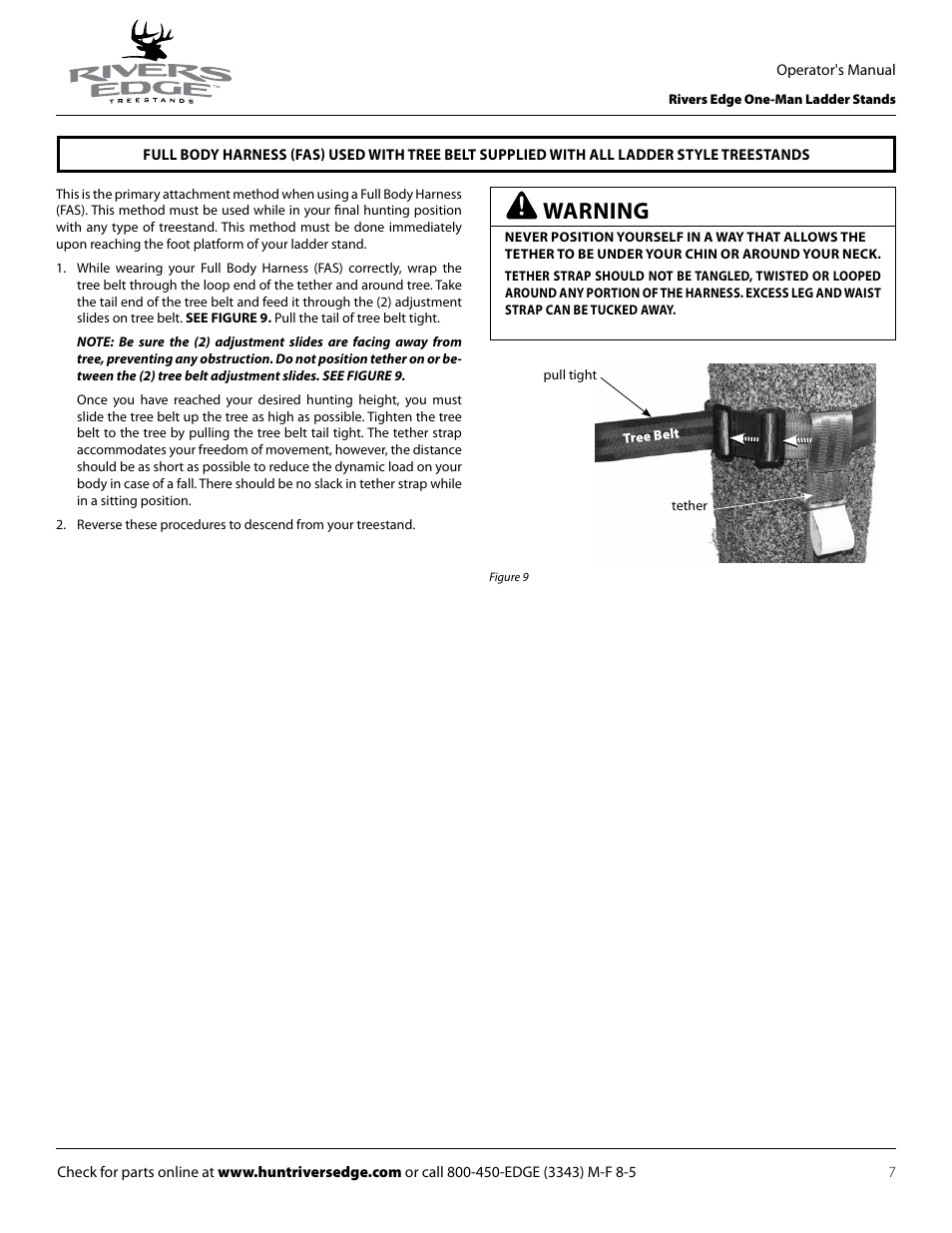 Warning | Rivers Edge RE619 LumberJack Extrme User Manual | Page 7 / 44