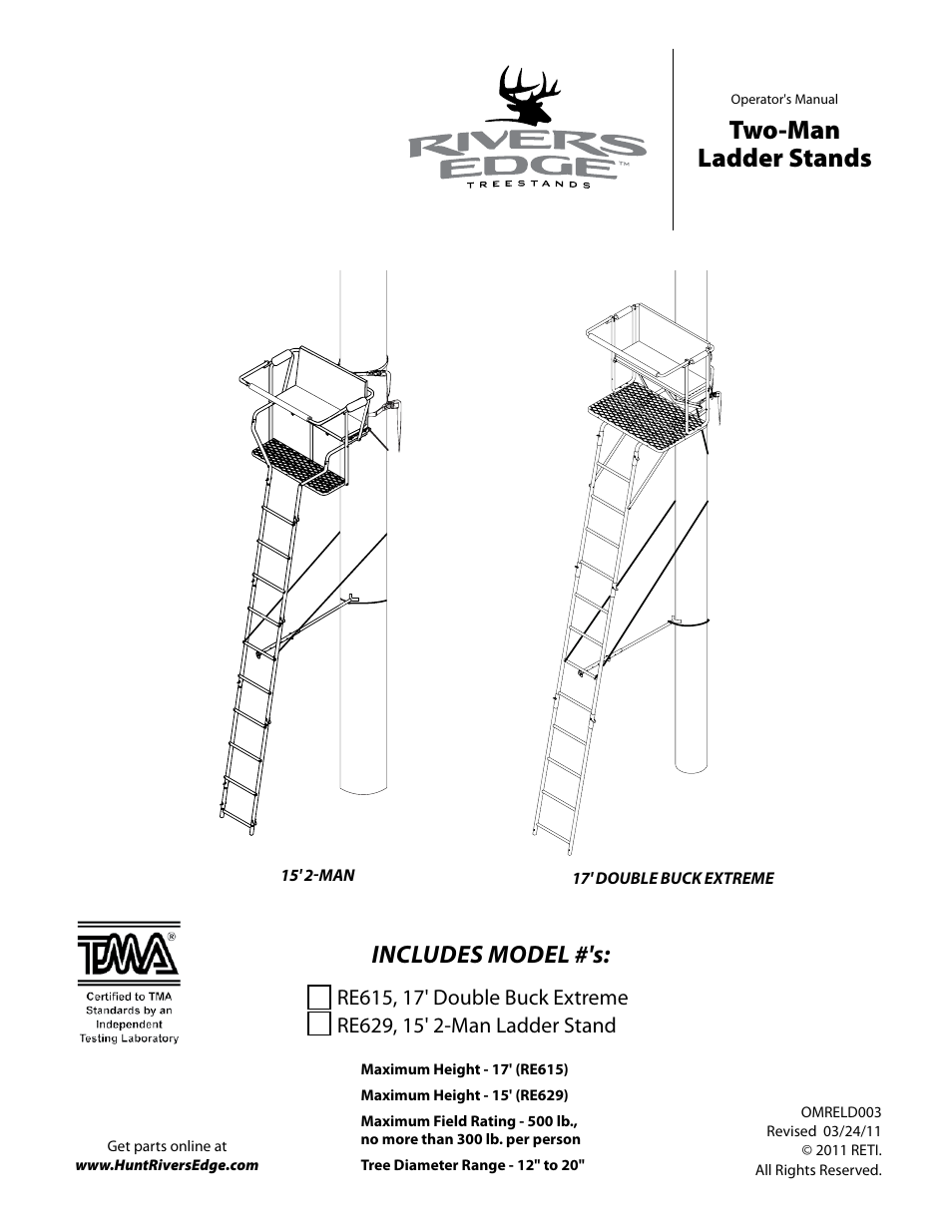 Rivers Edge RE629 15' 2-Man Ladder Stand User Manual | 28 pages