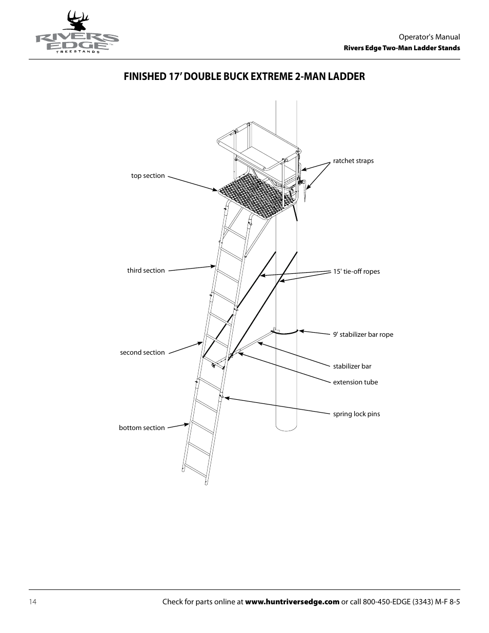 Finished 17’ double buck extreme 2-man ladder | Rivers Edge RE629 15' 2-Man Ladder Stand User Manual | Page 14 / 28