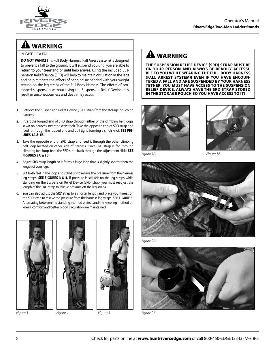 Warning | Rivers Edge RE629 15' 2-Man Ladder Stand User Manual | Page 8 / 28