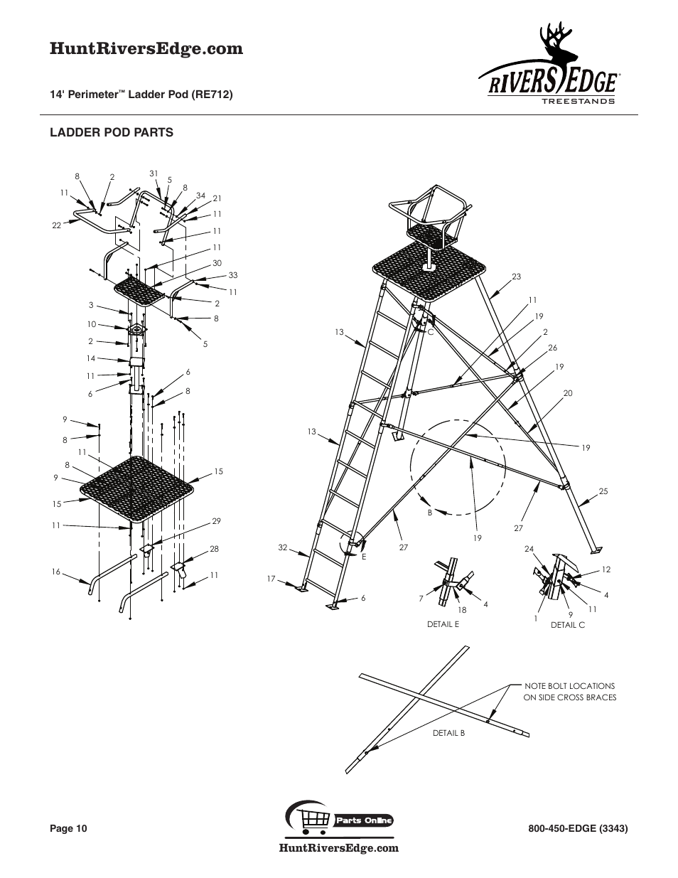 Ladder pod parts, 14' perimeter, Ladder pod (re712) | Rivers Edge RE712 14' PERIMETER User Manual | Page 10 / 12