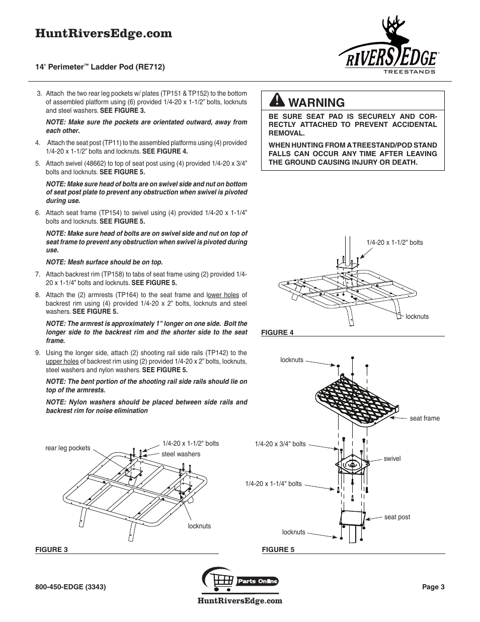 Warning | Rivers Edge RE712 14' PERIMETER User Manual | Page 3 / 12