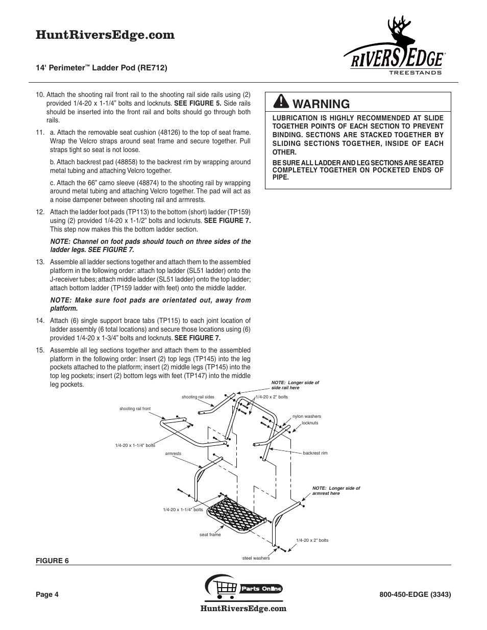 Warning | Rivers Edge RE712 14' PERIMETER User Manual | Page 4 / 12