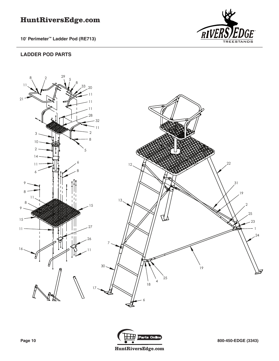 Ladder pod parts | Rivers Edge RE713 10' PERIMETER User Manual | Page 10 / 12