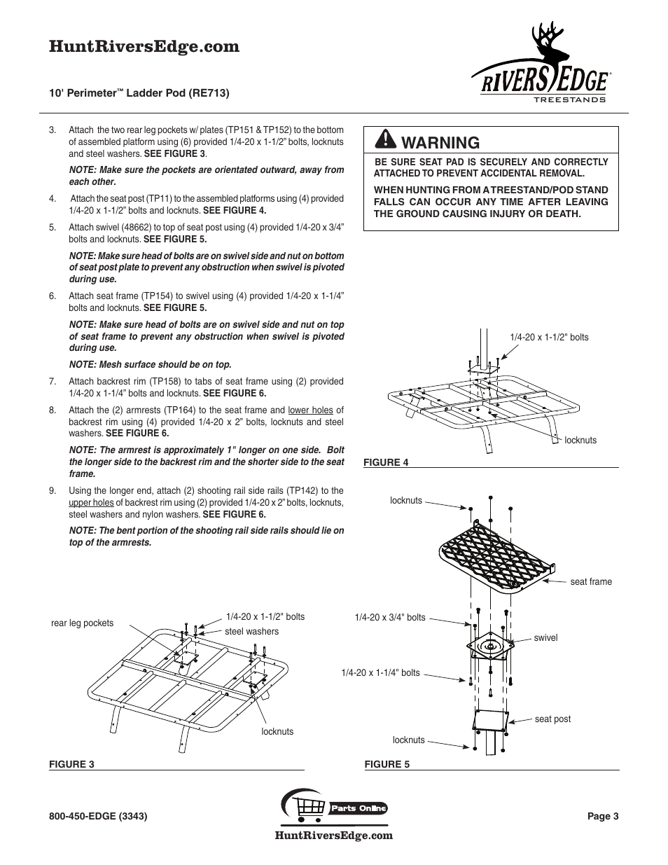 Warning | Rivers Edge RE713 10' PERIMETER User Manual | Page 3 / 12