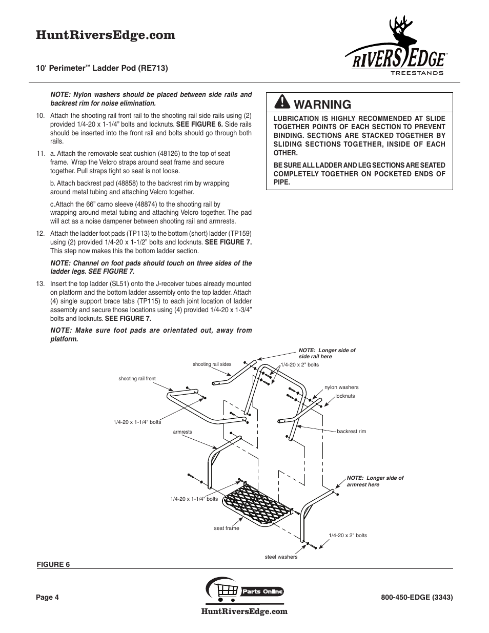 Warning | Rivers Edge RE713 10' PERIMETER User Manual | Page 4 / 12