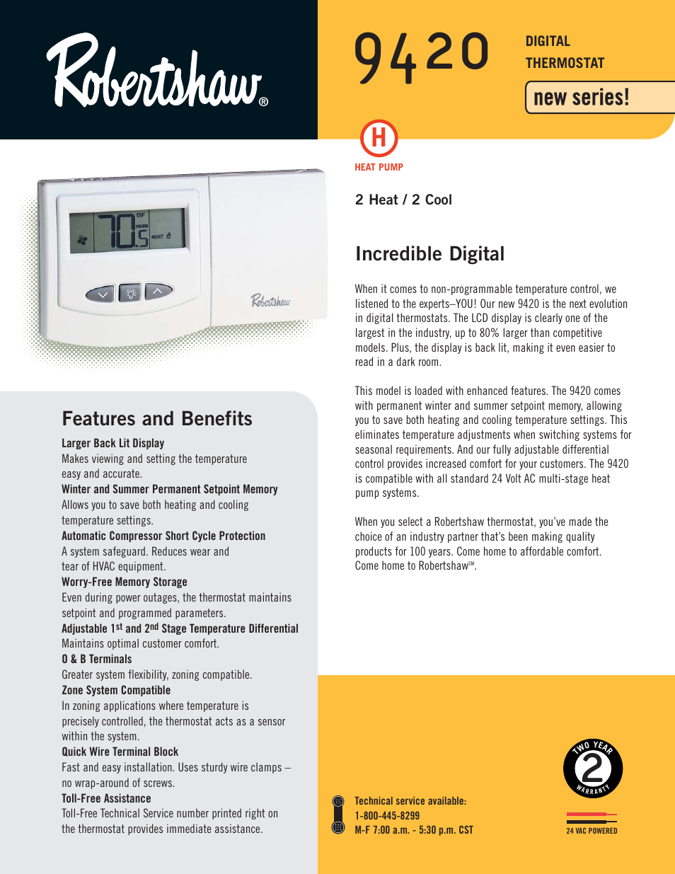 Robertshaw 9420 User Manual | 2 pages