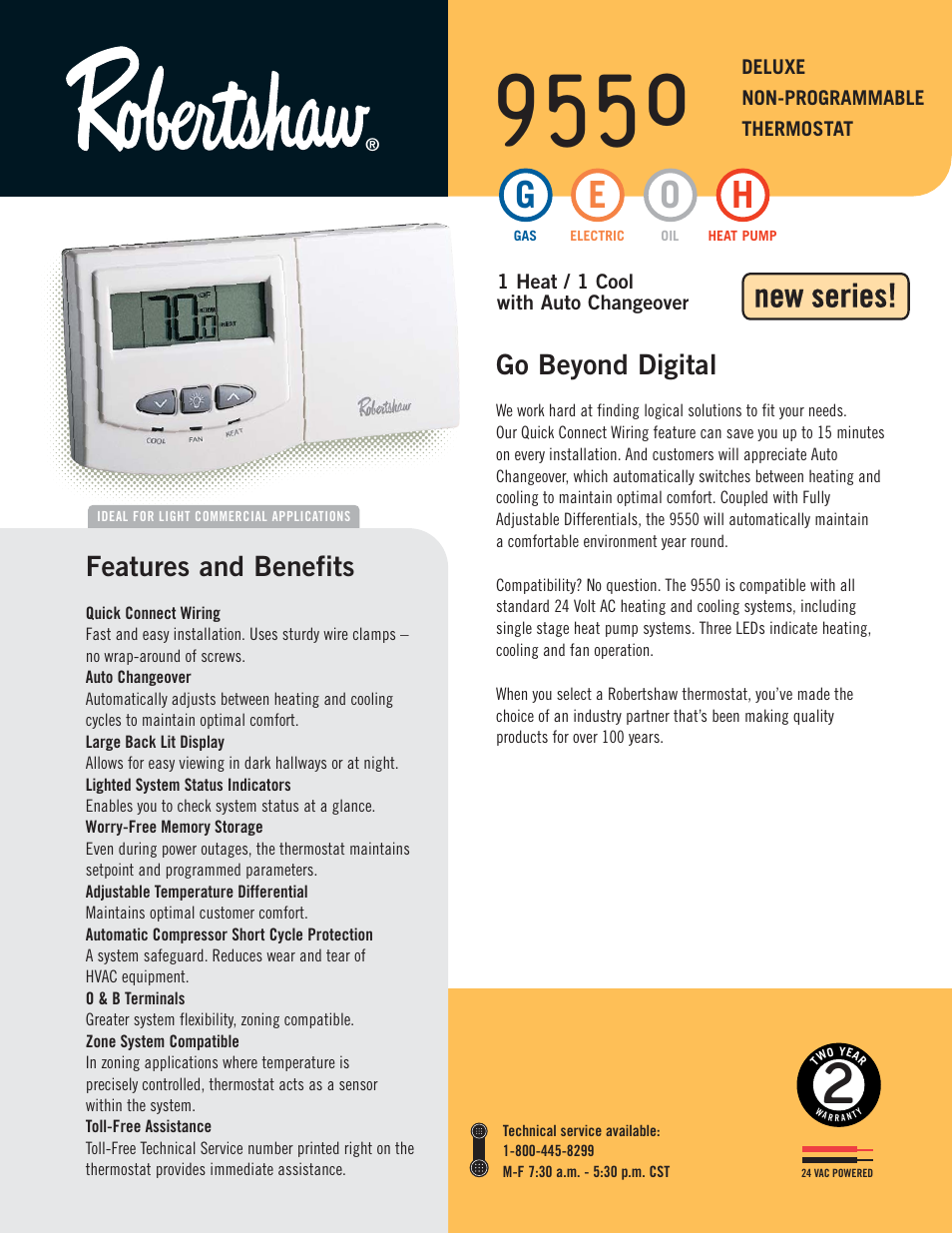 Robertshaw 9550 User Manual | 2 pages