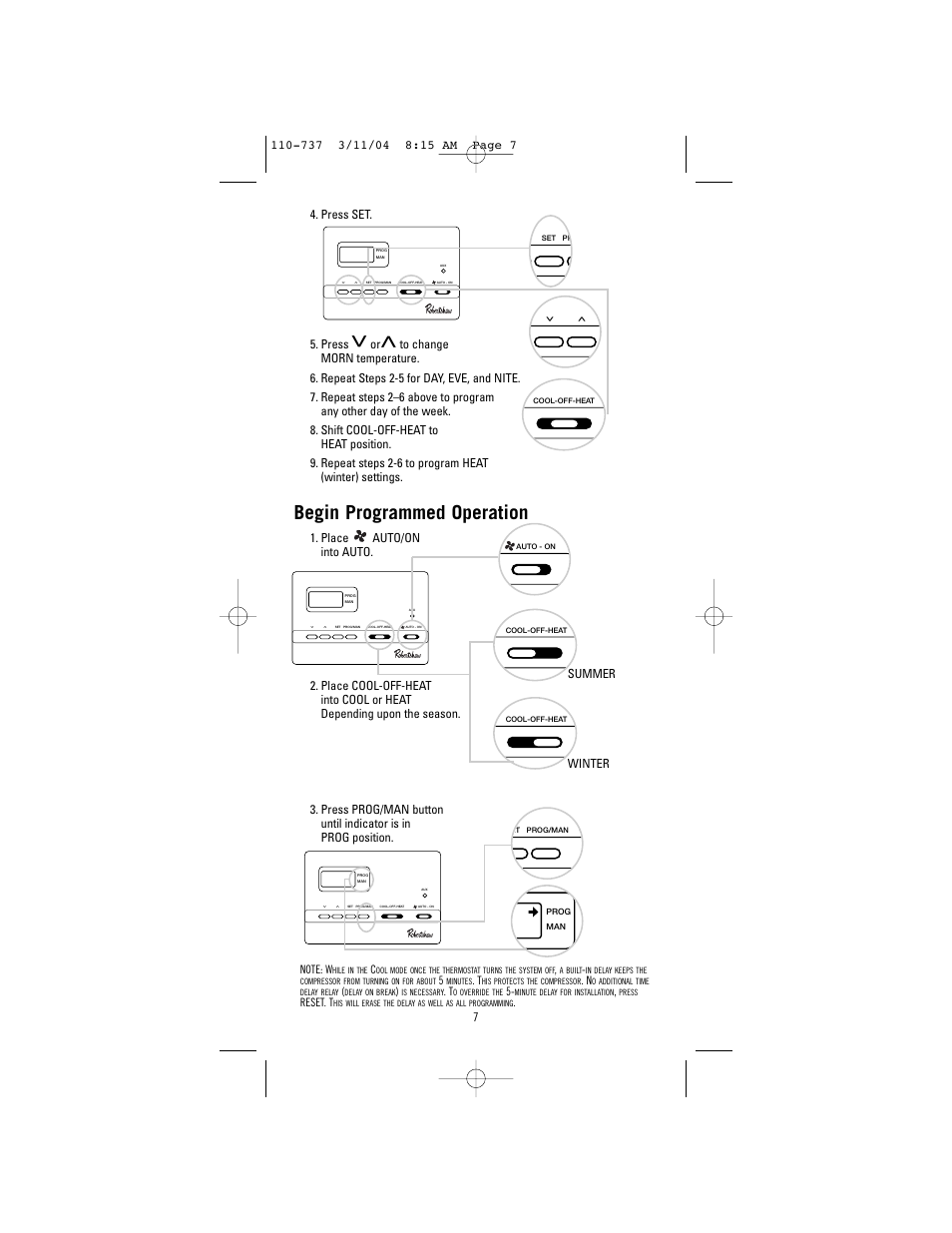 Begin programmed operation | Robertshaw 9615 User Manual | Page 7 / 12