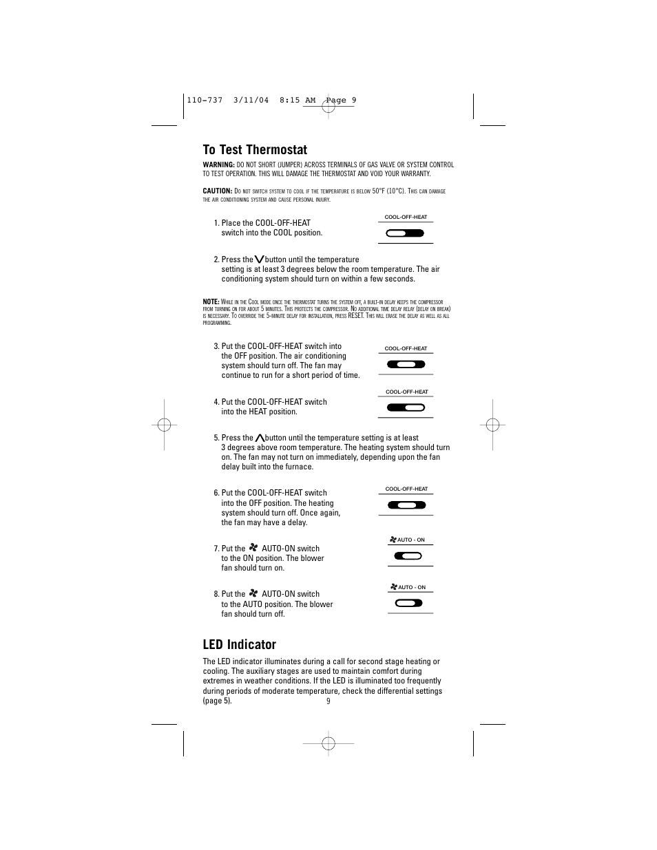 Led indicator | Robertshaw 9615 User Manual | Page 9 / 12