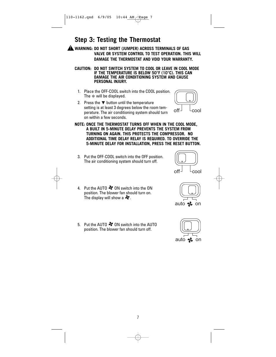 Step 3: testing the thermostat | Robertshaw 8406-1 User Manual | Page 7 / 12