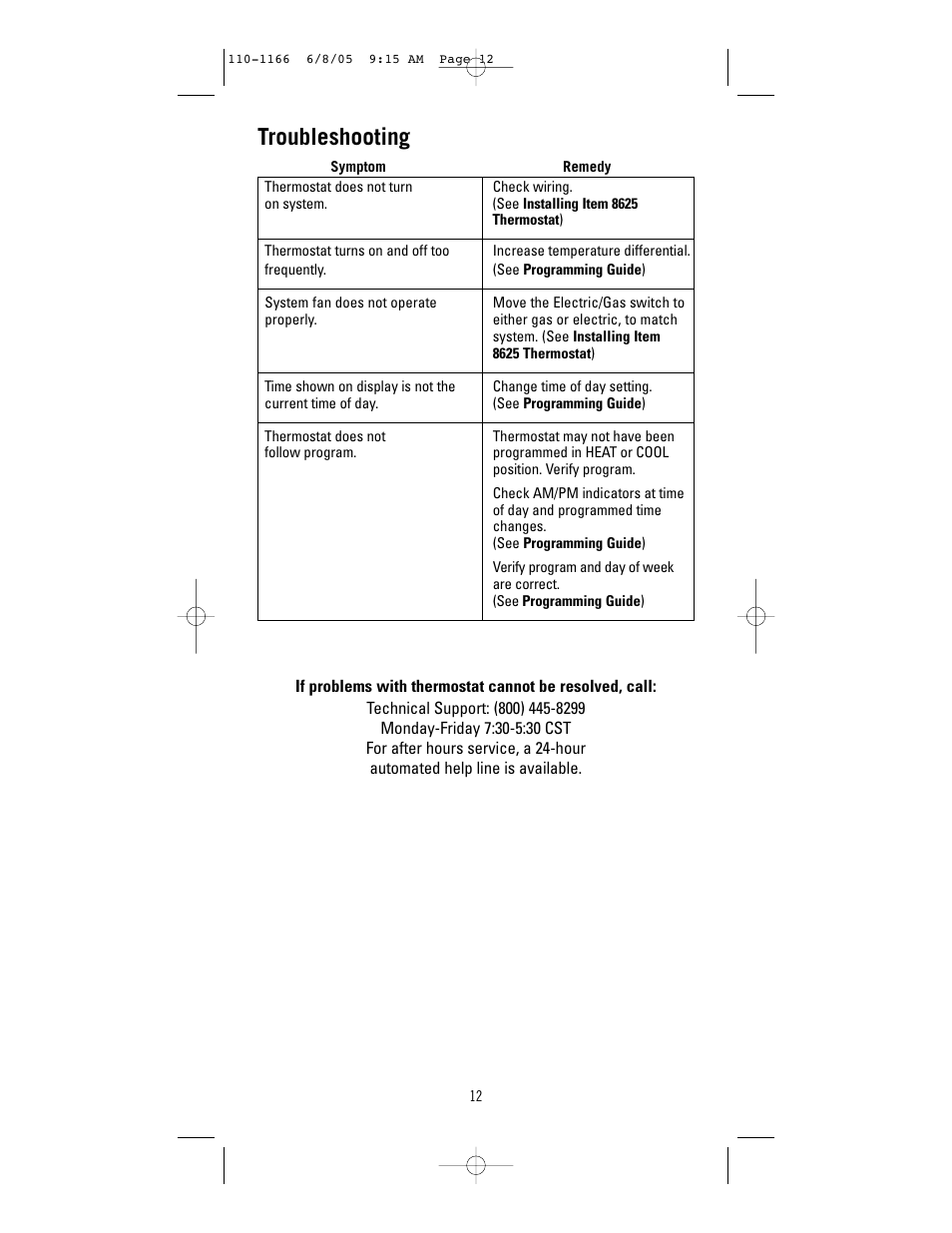 Troubleshooting | Robertshaw 8625-1 User Manual | Page 12 / 14