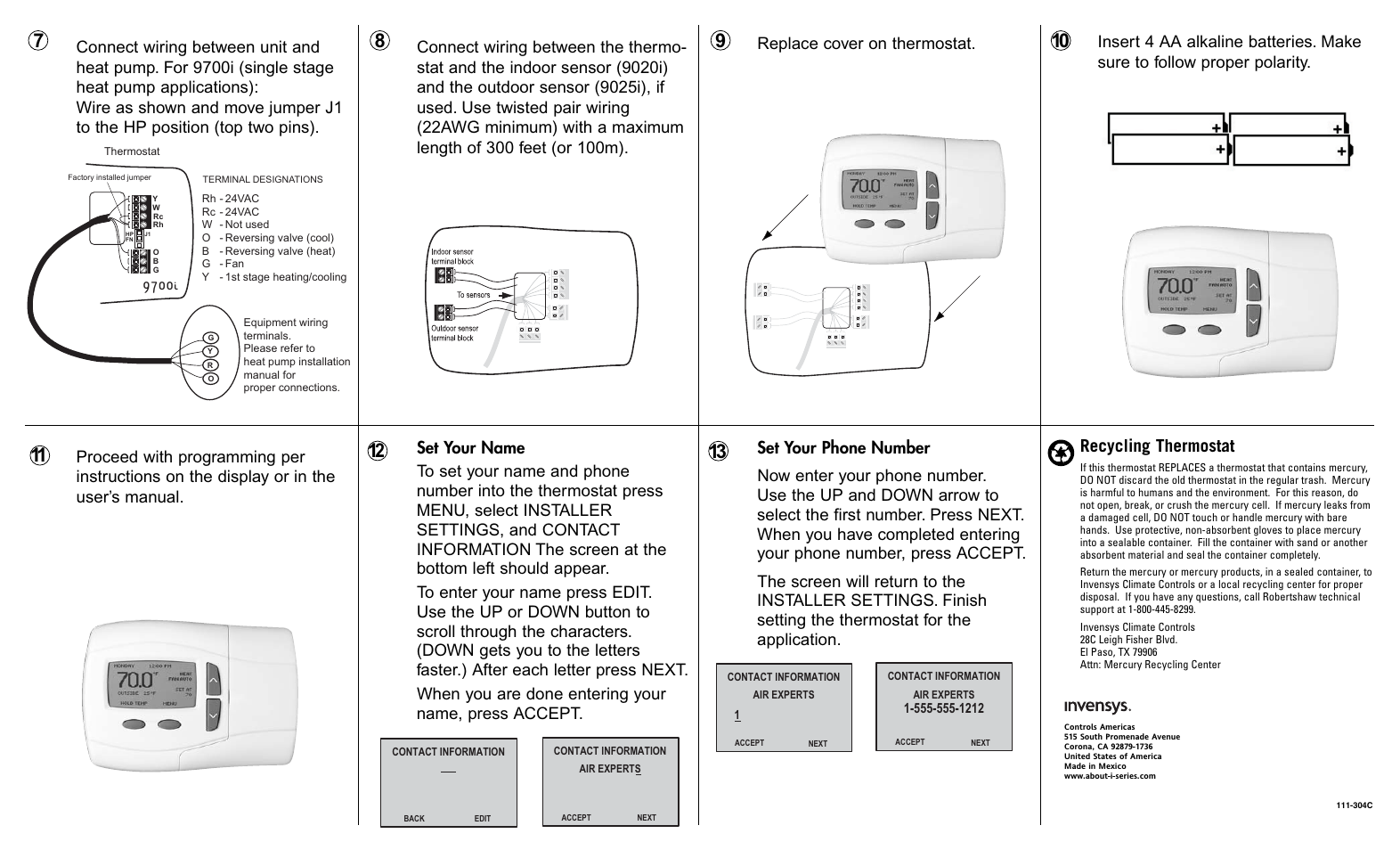 Recycling thermostat, Replace cover on thermostat | Robertshaw 9700i INSTALLATION User Manual | Page 2 / 2