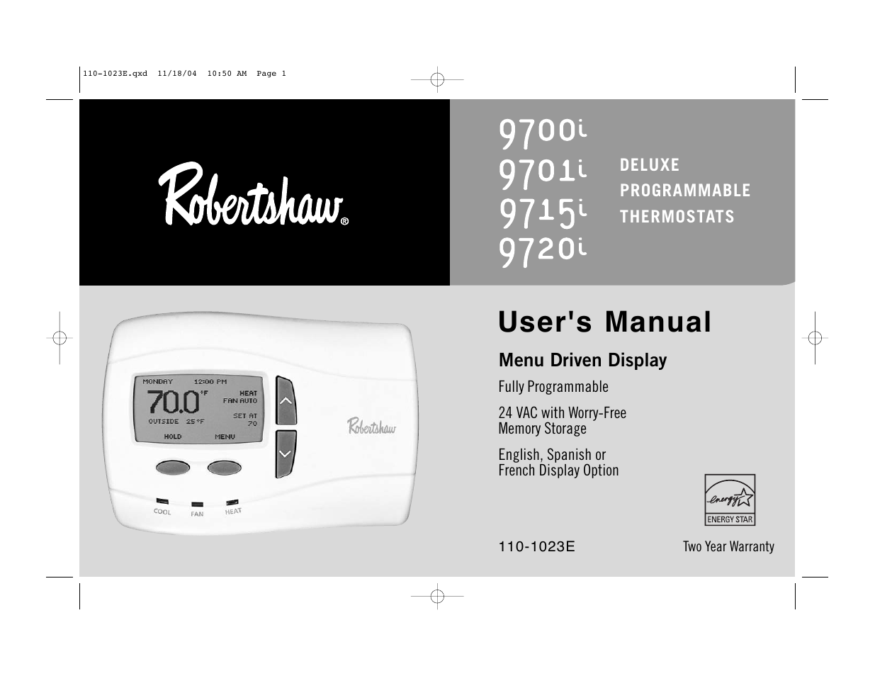 Robertshaw 9720i User Manual | 28 pages