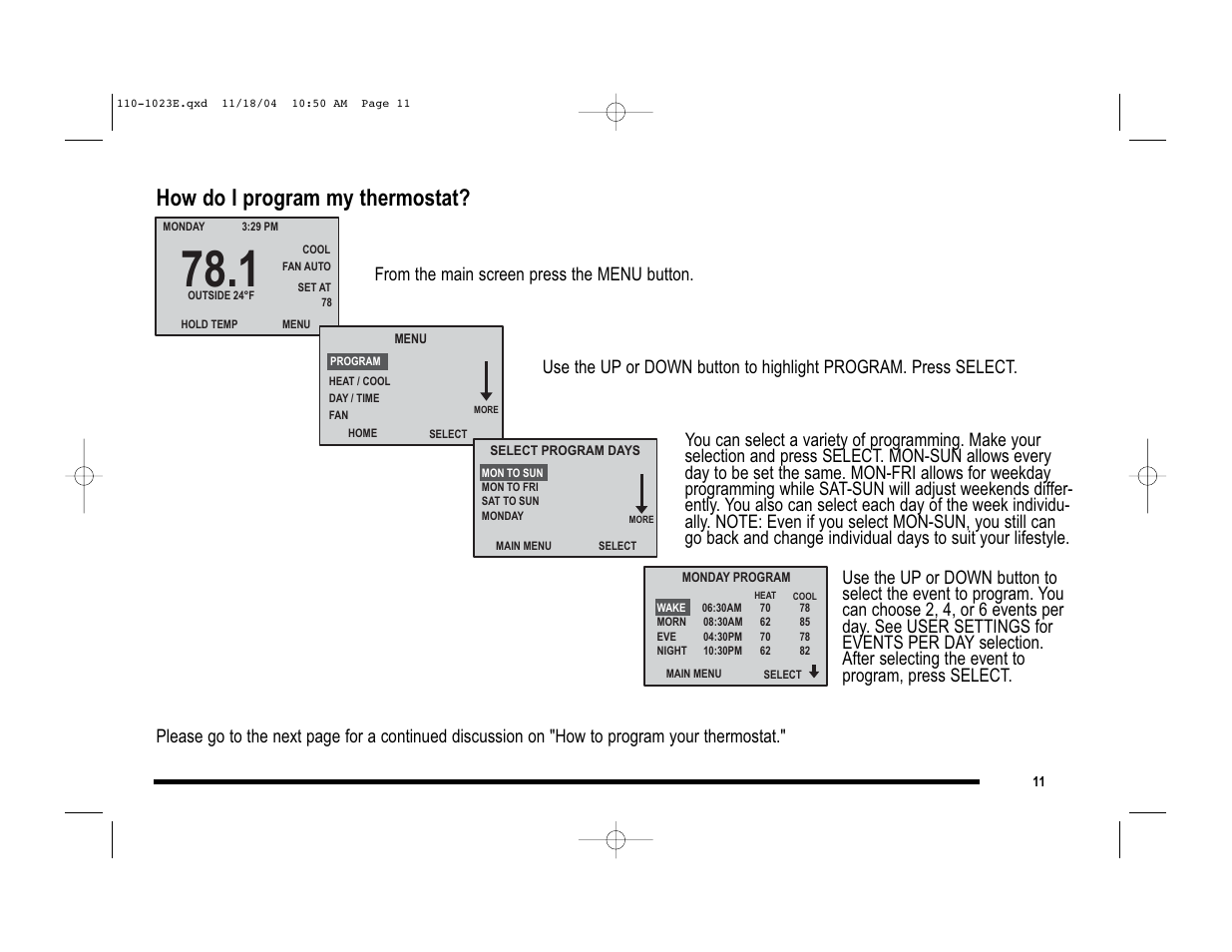 How do i program my thermostat | Robertshaw 9720i User Manual | Page 11 / 28