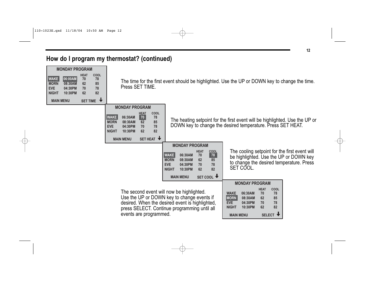 How do i program my thermostat? (continued) | Robertshaw 9720i User Manual | Page 12 / 28