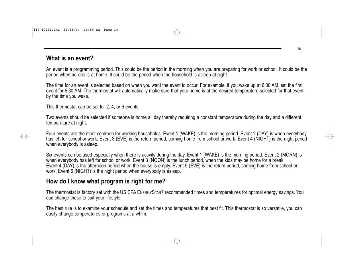 What is an event, How do i know what program is right for me | Robertshaw 9720i User Manual | Page 14 / 28
