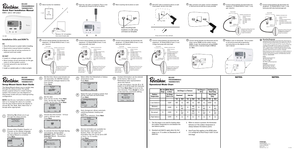 Robertshaw 9725i2 INSTALLATION User Manual | 1 page