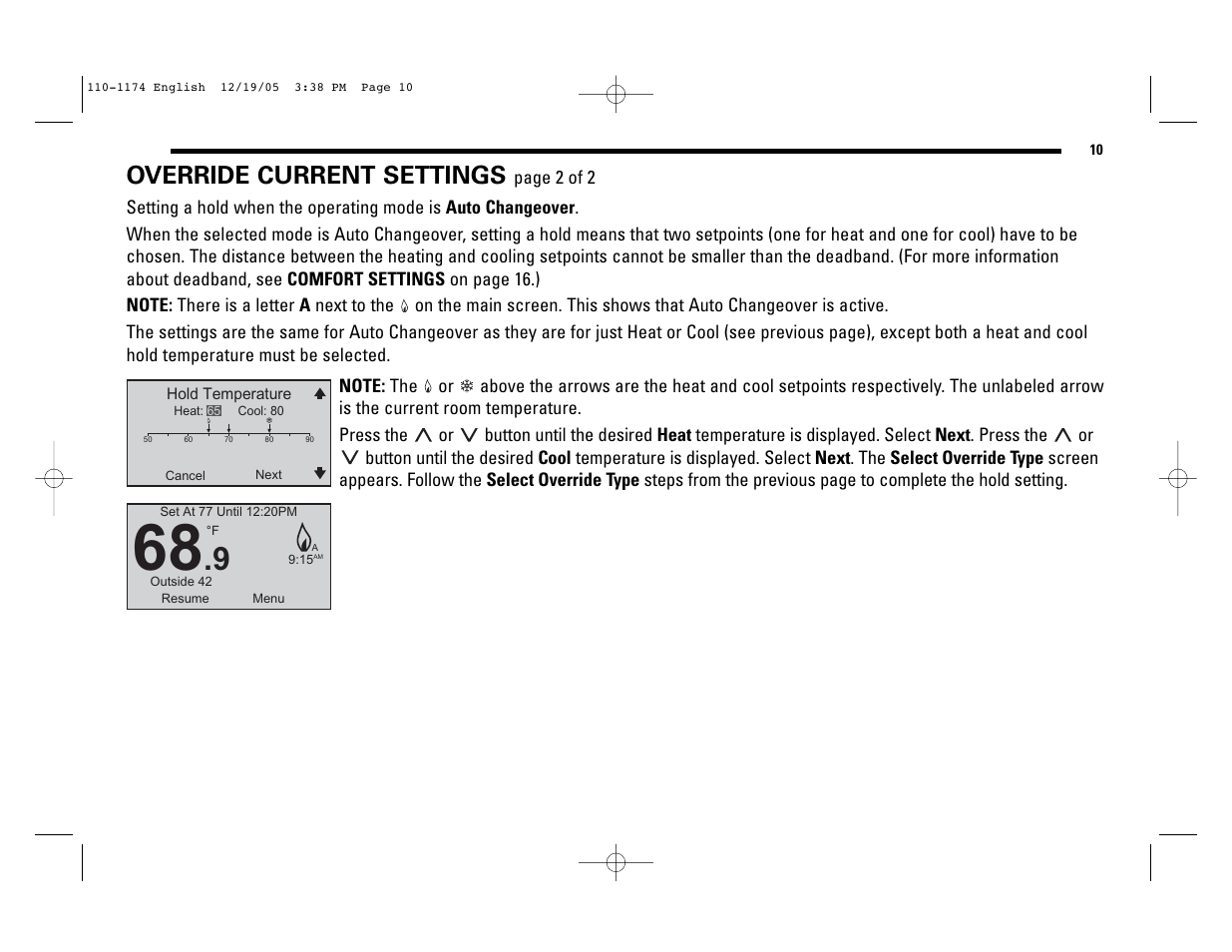 Override current settings | Robertshaw 9725i2 USERS MANUAL User Manual | Page 10 / 32