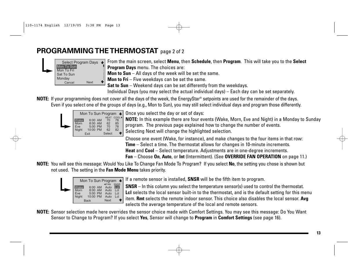 Programming the thermostat, Page 2 of 2 | Robertshaw 9725i2 USERS MANUAL User Manual | Page 13 / 32