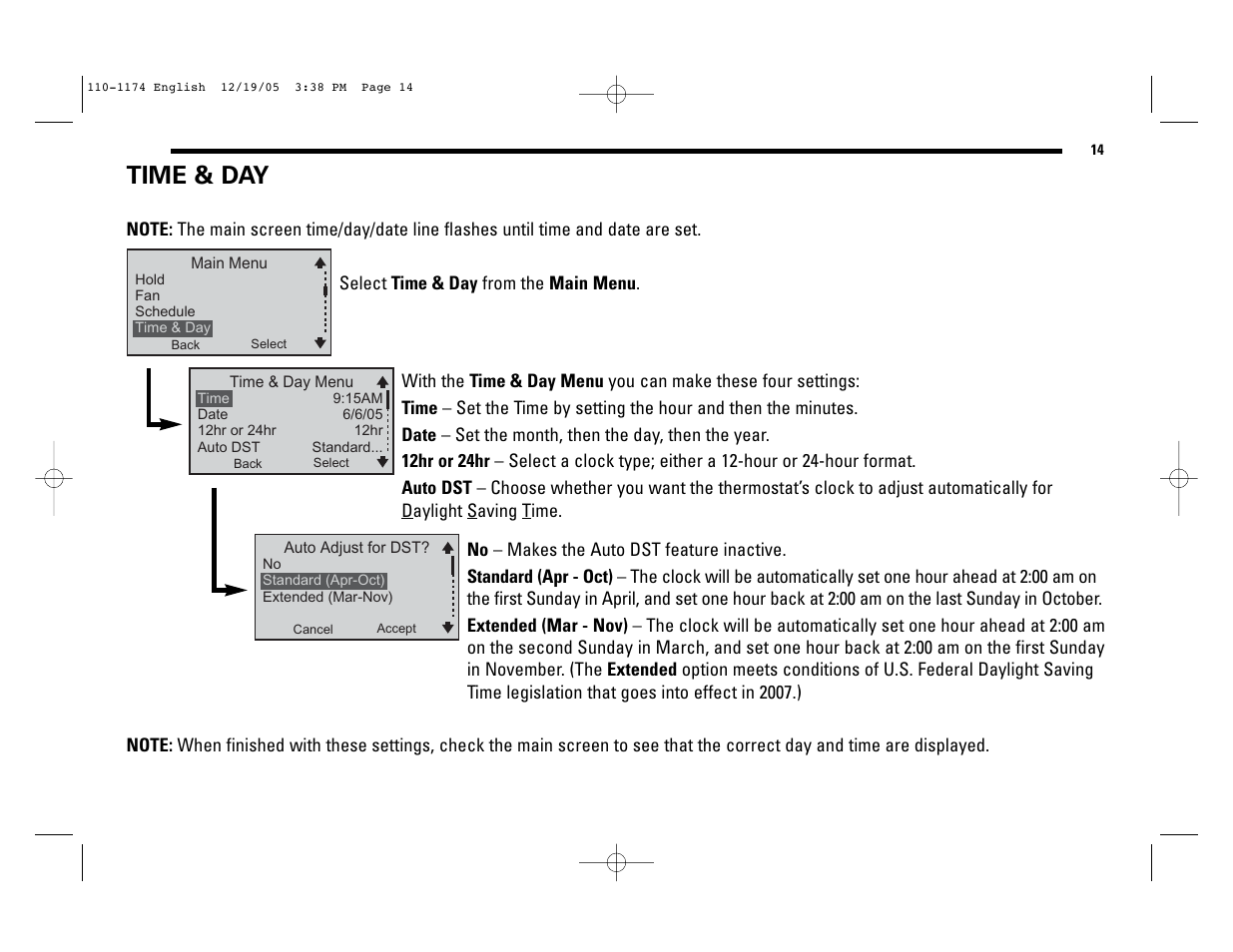 Time & day | Robertshaw 9725i2 USERS MANUAL User Manual | Page 14 / 32